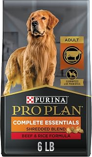 Purina Pro Plan High Protein Dog Food With Probiotics for Dogs, Shredded Blend Beef & Rice Formula - 6 lb. Bag