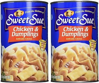 Sweet Sue Chicken & Dumplings - Scratch Made Canned Chicken Dumplings, 14 Grams of Protein Per Serving - Food Service Size for Cafeteria, Bulk Pantry - 48 oz Can (Pack of 2)