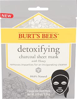 Burt's Bees Detoxifying Charcoal Facial Sheet Mask, Honey, Single Use (Package May Vary)