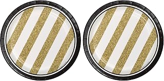 Creative Converting 8-Count Sturdy Style 7-Inch Paper Dessert Plates, Black and Gold (Pack of 2)