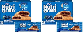 Nutri Grain Nutri-Grain Breakfast Bars, Made with 10g Whole Grains, Snack Bars, Blueberry, 20.8oz Box (16 Count) (Pack of 2)
