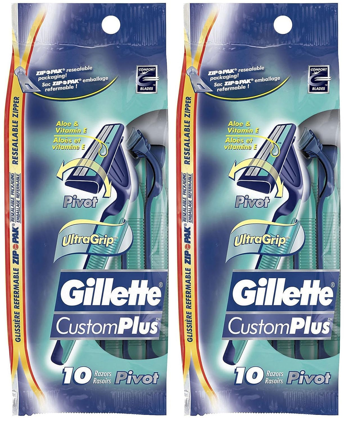Mens Sensor Plus 2 Razor Disposable 10 Count (Pack of 2) by Gillette – 10 Count (Pack of 2), Chromium, Blue, Pack of 2, Model 11579