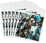 3dRose Greeting Cards - Three Men Playing Cards Geometric Art After Rockline - 6 Pack - Acrylic Art - Card Players