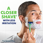 Sensor3 Sensitive Men's Disposable Razor by Gillette – 4 Count (Pack of 1), rubber, Green/White, Model 047400110151