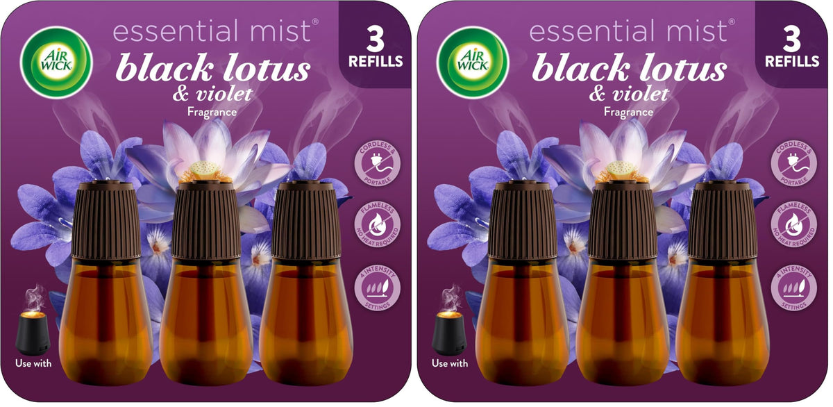Essential Mist Scented Oil Air Freshener Diffuser Refills by Air Wick – 3 Count (0.67 fl oz Each, Pack of 2), Violeta, Pack of 2, Model 6233800135