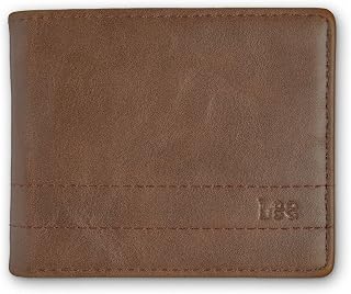 Lee Men’s Bifold Extra Capacity Wallet Casual Everyday Minimalist Cash and Card Holder with Flip ID Window Pass Case (Brown)