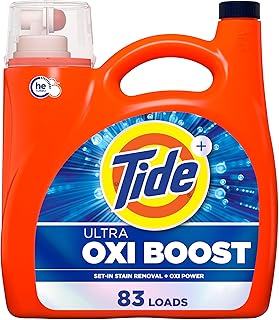 Tide Ultra Oxi Boost Liquid Laundry Detergent, 117 fl oz, 83 Loads, Advanced Stain Remover, Laundry Detergent Liquid with Extra Oxi Power