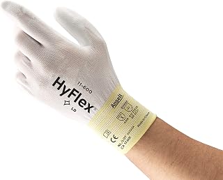 Ansell HYFLEX 11-600 Light Duty Nylon Industrial Gloves w/Palm Coating for Metal Fabrication