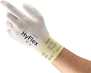 Ansell HYFLEX 11-600 Light Duty Nylon Industrial Gloves w/Palm Coating for Metal Fabrication