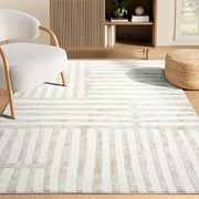 Beige Area Rug - 4' x 6' - Living Room & Bedroom - Abstract Stripe Design - Indoor Use - Easy to Clean by Abani – 4' x 6', Polypropylene, Beige