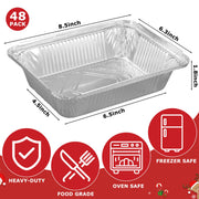 Peony Man Christmas Foil Pans with Lids, 8.5 x 6.3 Inch, 48 Pack