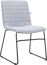 LeisureMod Zylar Light Grey Ergonomic Office Chair - Polyester Upholstered Desk & Waiting Room Chair with Padded Seat & Back, Powder-Coated Stainless Steel Base