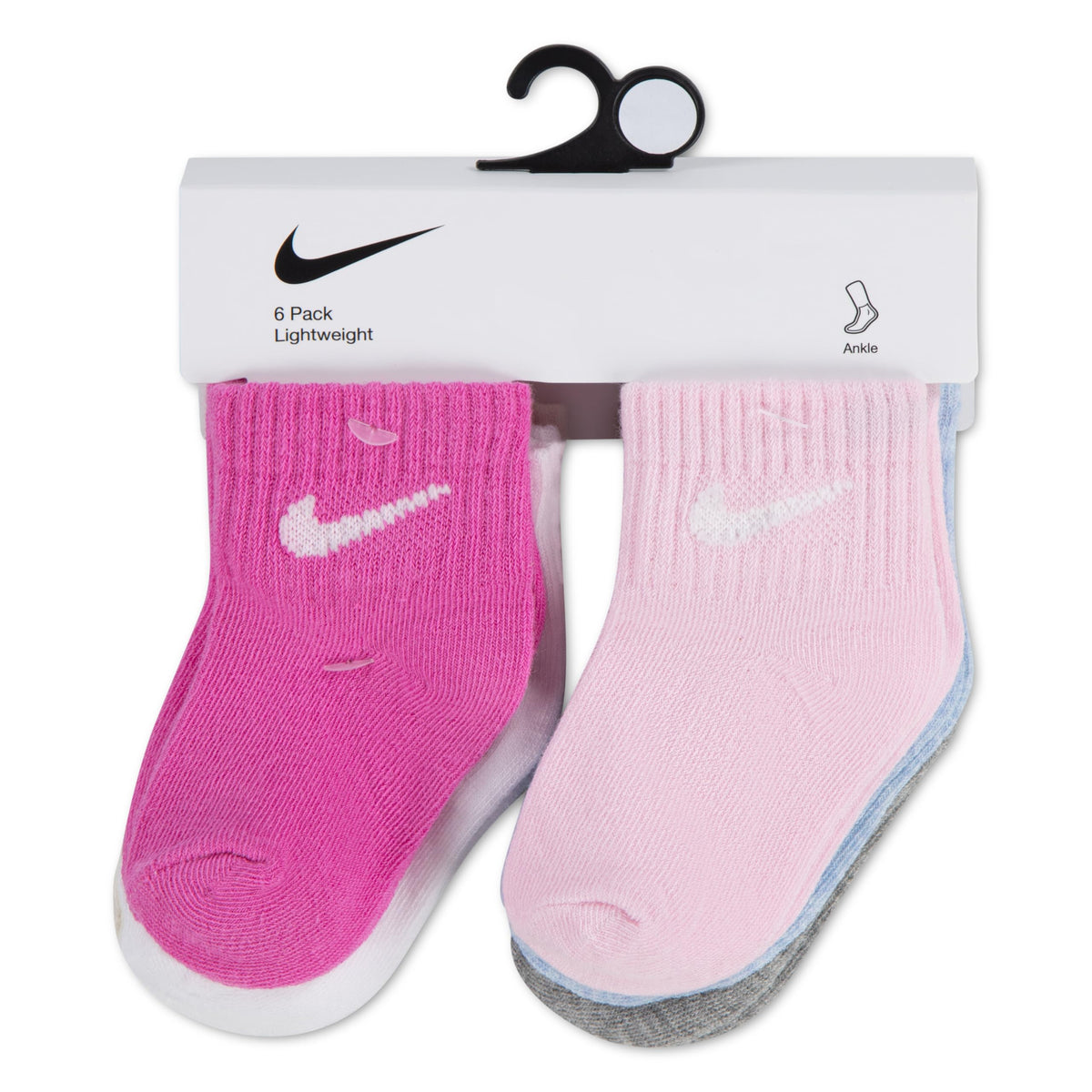6-Pack Baby/Toddler Socks by Nike – Cotton Blend, Playful Pink, Pack of 6, Model 1015782310