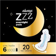 Always ZZZ Overnight Pads with Wings Size 6 - Unscented, 20 Count