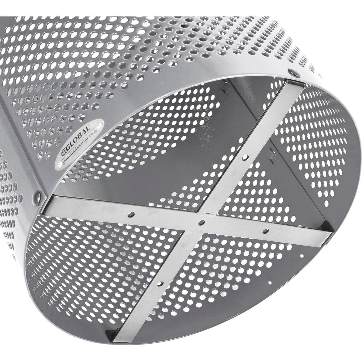36 Gallon Thermoplastic Coated Perforated Receptacle w/Dome Lid by Global Industrial – Steel, Gray, Model 261949GY