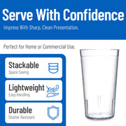Carlisle Plastic Tumbler – 16 oz, Pebble Textured, Stackable, 24-Pack