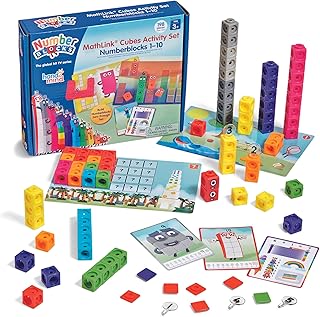 hand2mind MathLink Cubes Numberblocks 1-10 Activity Set, 30 Preschool Learning Activities, Counting Blocks, Linking Cubes, Educational Toys for Kids, Number Games, Math Manipulatives Kindergarten