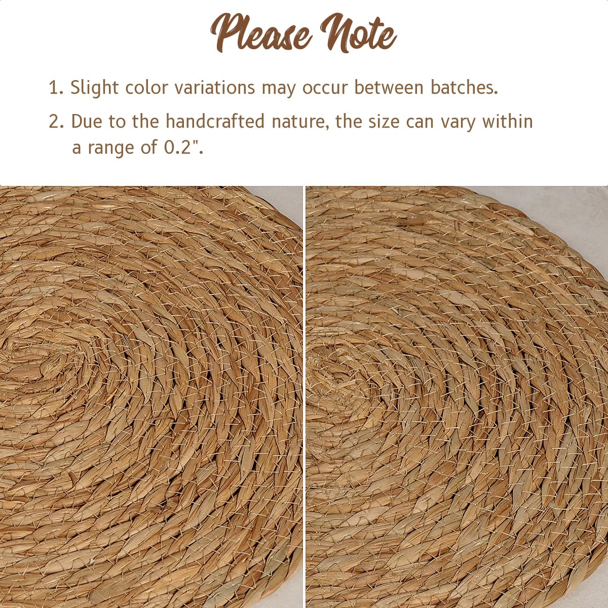 Bavify Round Woven Placemats, 13 Inch Diameter, Set of 10, Natural