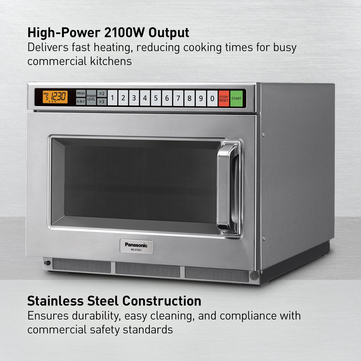 PRO1 Commercial Microwave Oven by Panasonic – 0.6 cubic_feet, Stainless Steel, Model NE-21521