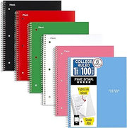 Five Star Spiral Notebook + Study App, 1 Subject, College Ruled Paper, 8.5" x 11", 100 Sheets, Assorted Colors, 6 Pack (38052)