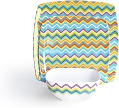 American Atelier Zig Zag 12-Piece Dinnerware Set, Yellow