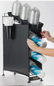 San Jamar 4 Tiers / Open Frame / Black Food Dispensers
