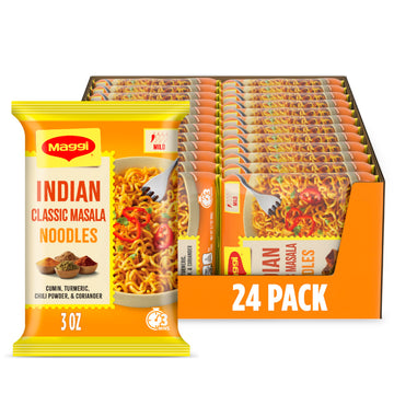 Indian Classic Masala Noodles 24-Pack by Maggi – 0.11 Ounce (Pack of 24), Pack of 24, Model 028000284589