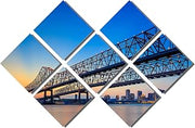 Canvas Quest 102 x 68 TOTAL - Crescent City Connection Bridge Metal Print wall art 7 Panel Butterfly split. HD aluminum wall decor