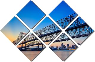 Canvas Quest 102 x 68 TOTAL - Crescent City Connection Bridge Metal Print wall art 7 Panel Butterfly split. HD aluminum wall decor