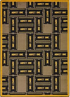 Joy Carpets Any Day Matinee Admit One Theater Area Rug, Brown