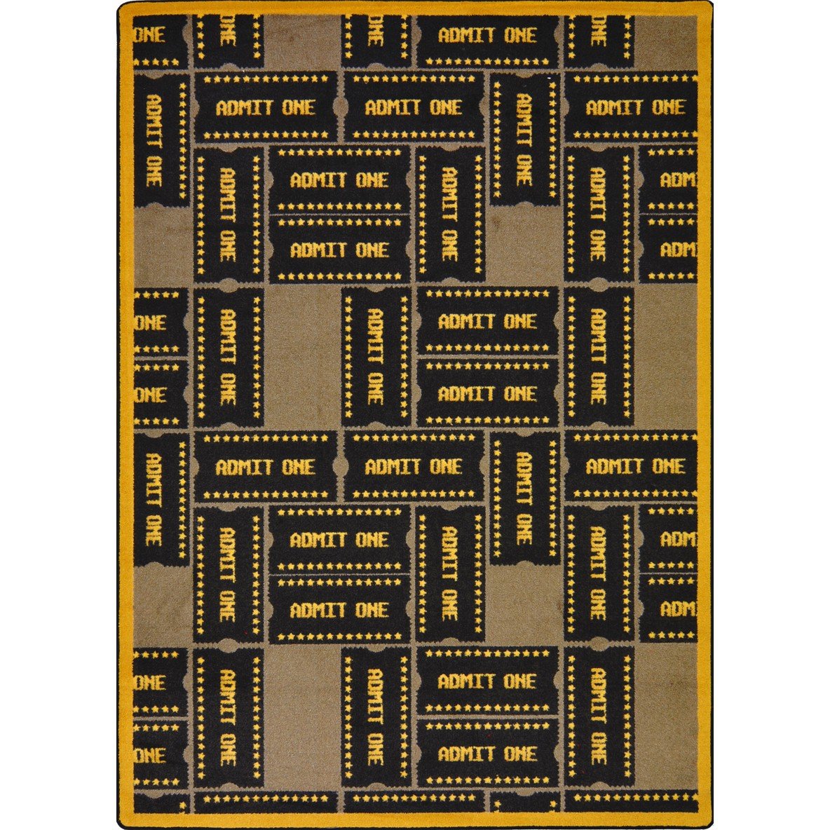 Any Day Matinee Admit One Theater Area Rug by Joy Carpets – 7'8" x 10'9" (Rectangular), Nylon, Brown, Model 1666D-02