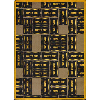 Any Day Matinee Admit One Theater Area Rug by Joy Carpets – 7'8" x 10'9" (Rectangular), Nylon, Brown, Model 1666D-02