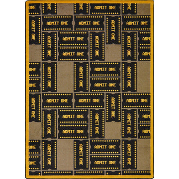 Any Day Matinee Admit One Theater Area Rug by Joy Carpets – 7'8" x 10'9" (Rectangular), Nylon, Brown, Model 1666D-02