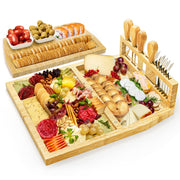 WRINGKIT Charcuterie Board Set, Bamboo Tray with Utensils and Bowls, Natural