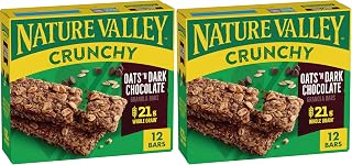 Nature Valley Crunchy Granola Bars, Oats 'n Dark Chocolate, 12 Bars, 8.94 OZ (6 Pouches) (Pack of 2)