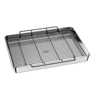 Baker's Secret Recycled Aluminum Roasting Pan with Rack, 17.7 x 13 Inch, Silver