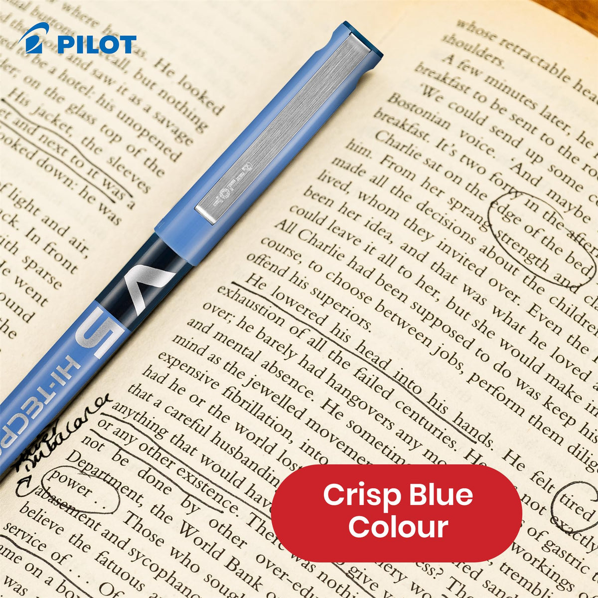 V5 Liquid Ink Rollerball 0.5 mm Tip (Single Pen) - Blue by PILOT – 1 Count (Pack of 1), Plastic, Blue, Model BXL-V5-L