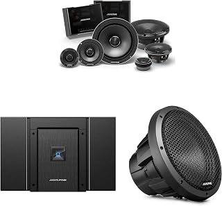 Alpine HDA-V90 5-Channel Amp HDZ-653 HDZ-W12 Speaker Bundle | Status Hi-Res 5-channel amplifier with HDZ-653 6.5 in 3-way speakers and HDZ-W12 12 in subwoofer.