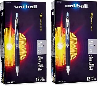 Uni-Ball 207 Retractable Gel Pens, Ultra Micro Point (0.38mm), Blue, 24 Count