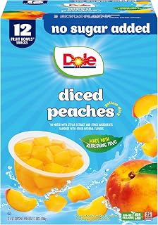 Diced Peaches No Sugar Added - Dole Fruit Bowls Snacks - 4 oz Fruit Bowls - 12 Pack