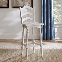 Liberty Furniture Magnolia Manor Ladderback Swivel Bar Stools - Set of 2 - Antique White & Weathered Bark