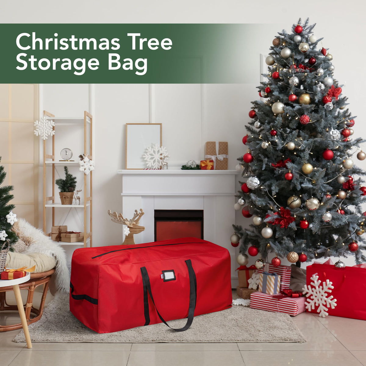 Holiday Cheer Artificial Tree Bag, Fits 9 Foot Tree, Red