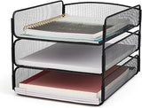 Safco Onyx Desk Organizer, 3 Trays, Office and Classroom Mailbox, Paper and Mail Sorter, Steel Mesh, Black