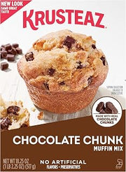 Krusteaz Chocolate Chunk Muffin Mix - No Artificial Flavors/Preservatives - 18.25 OZ Box (Pack of 12)
