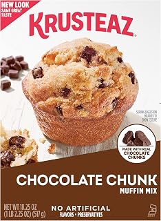 Krusteaz Chocolate Chunk Muffin Mix - No Artificial Flavors/Preservatives - 18.25 OZ Box (Pack of 12)