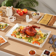 Meideal Porcelain Serving Platters, 18 x 12 Inch Rectangular, Set of 2 White