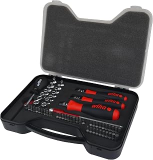 Wiha 28589 Torque Control Screwdriver Set, 1–50 Inch Pounds, 59 Piece, Adjustable Handles, Hex, Torx, Phillips & Slotted Bits, Storage Case