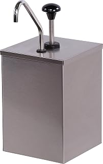 Carlisle FoodService Products Condiment Rail Condiment Center with Metal Pump for Gas Stations, Restaurants, Stainless Steel, 7.25 x 7.25 x 15.5 Inches, Silver