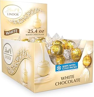 Lindt LINDOR White Chocolate Candy Truffles, 25.4 oz., 60 Count Box