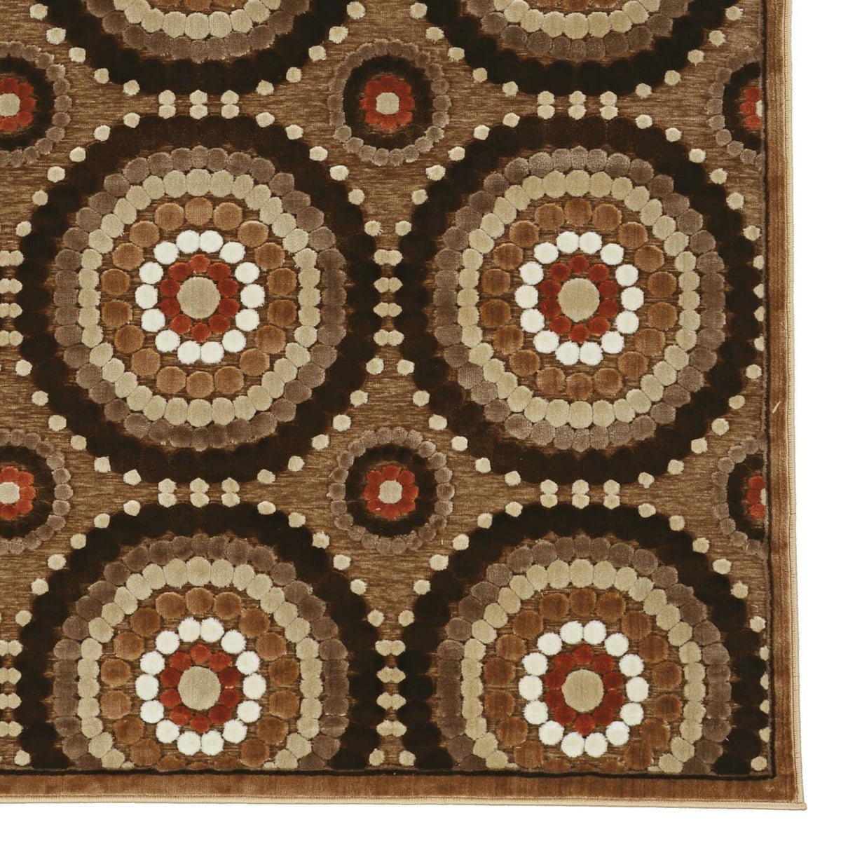 Hi Lo Cylinders Brown 8x by Linon – 7" x 96" (Rectangular), 100% Chenille Polyester, Brown, Model RUGHL0581